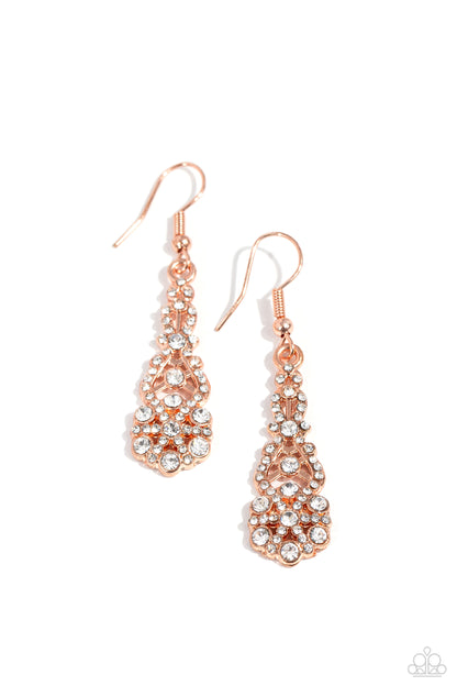 GLITZY on All Counts - copper - Paparazzi earrings