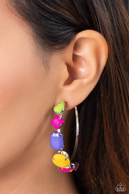 Geometric Gamer - pink - Paparazzi earrings