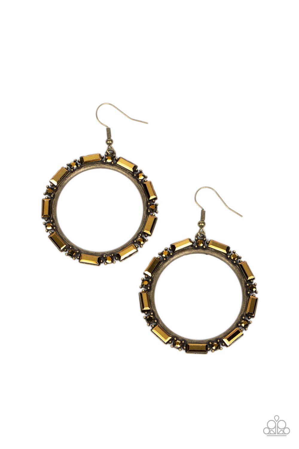 Gritty Glow - brass - Paparazzi earrings