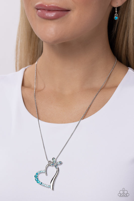 Half-Hearted Haven - blue - Paparazzi necklace