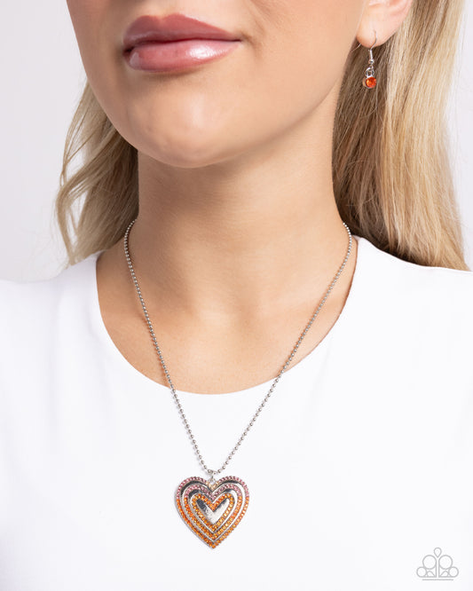 Hallucinatory Hearts - orange - Paparazzi necklace
