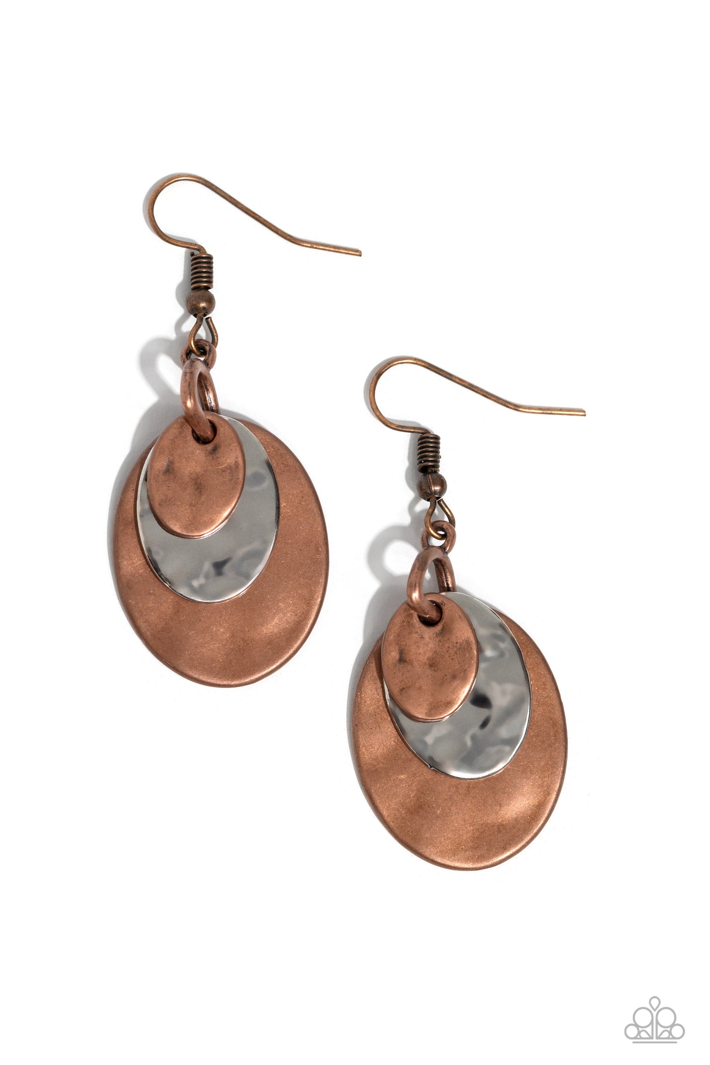 Hammered Homespun - copper - Paparazzi earrings