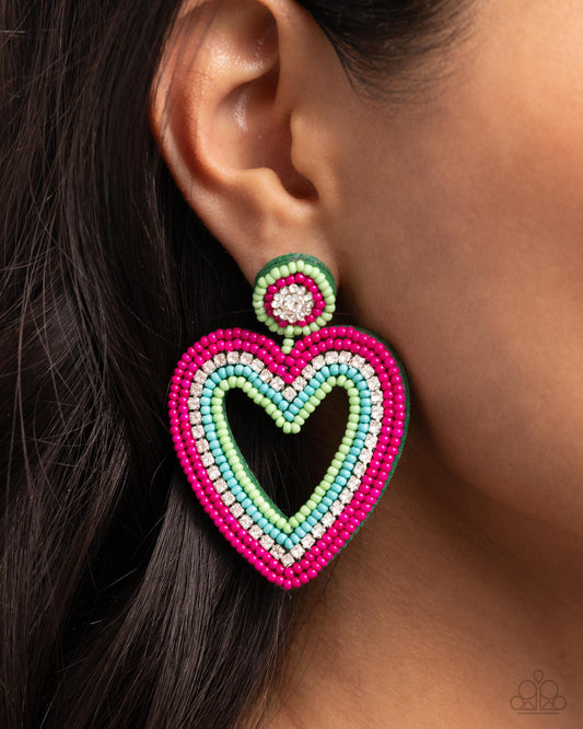 Headfirst Heart - green - Paparazzi earrings