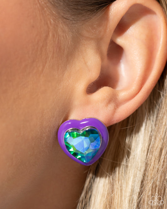 Heartfelt Haute - purple - Paparazzi earrings