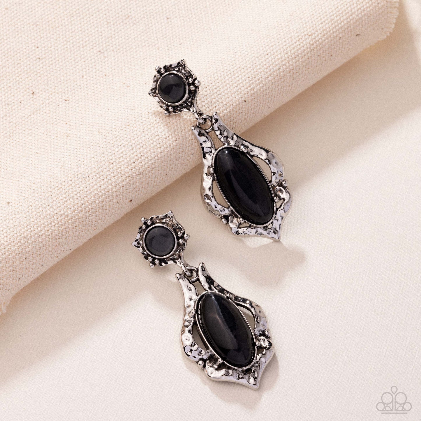 High-End Reservation - black - Paparazzi earrings