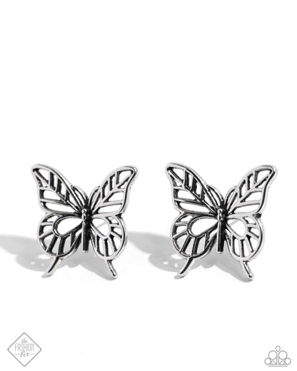 High and FLIGHTY - silver - Paparazzi earrings