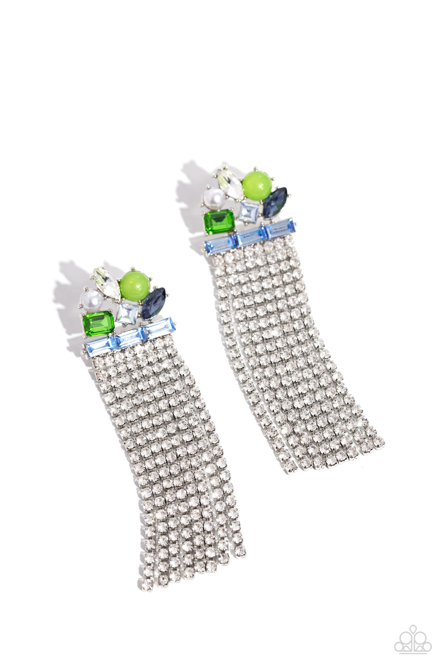 Horizontal Hallmark - blue - Paparazzi earrings