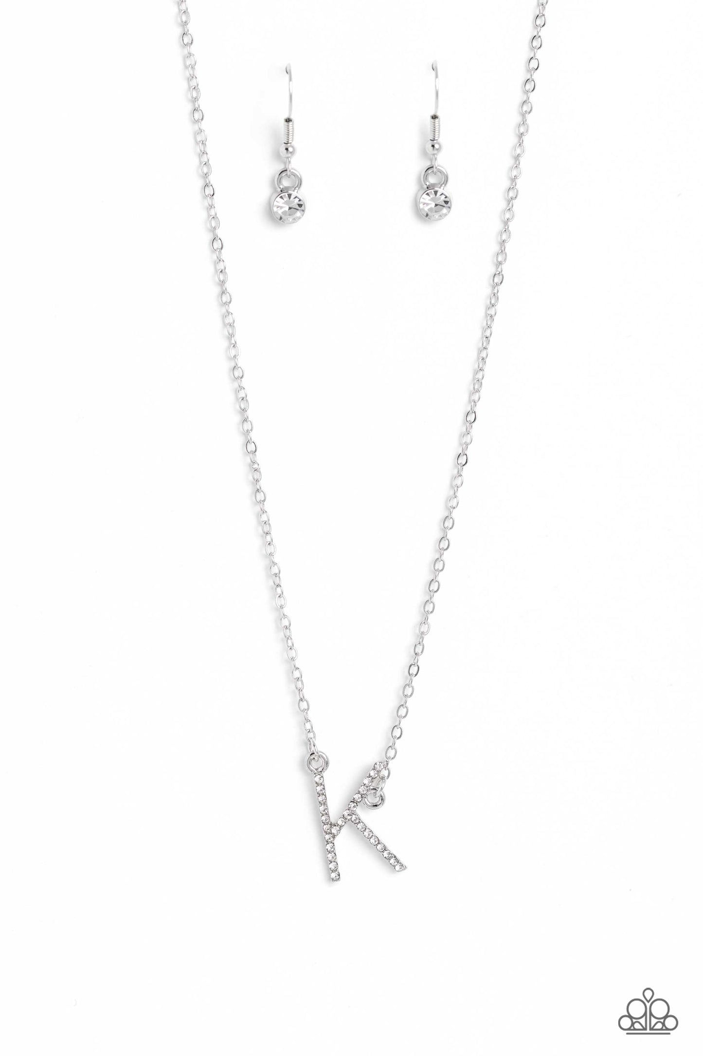 INITIALLY Yours - K - white - Paparazzi necklace
