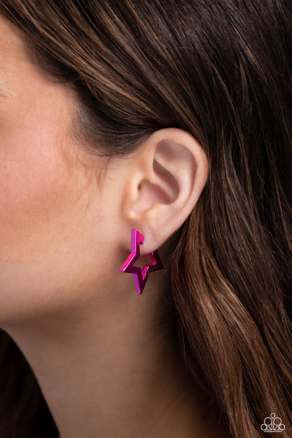 In A Galaxy STAR, STAR Away - pink - Paparazzi earrings
