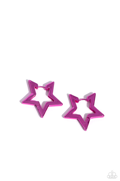 In A Galaxy STAR, STAR Away - pink - Paparazzi earrings