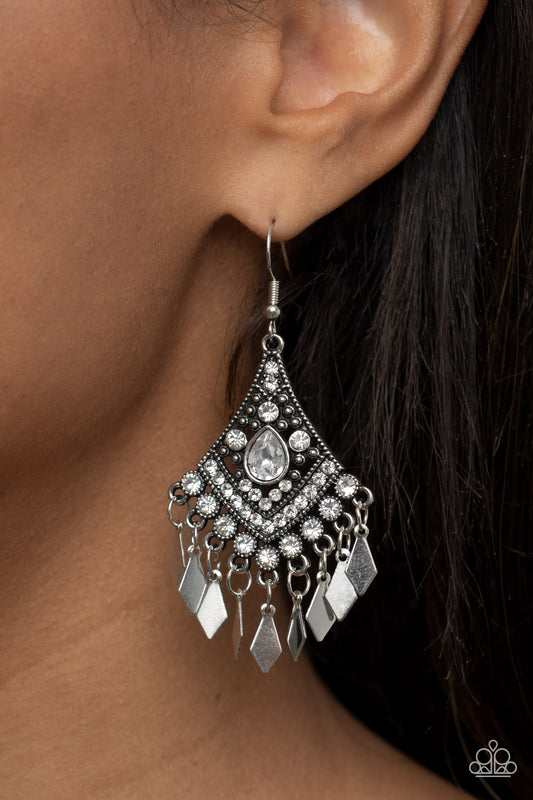 Indie Iridescence - white - Paparazzi earrings