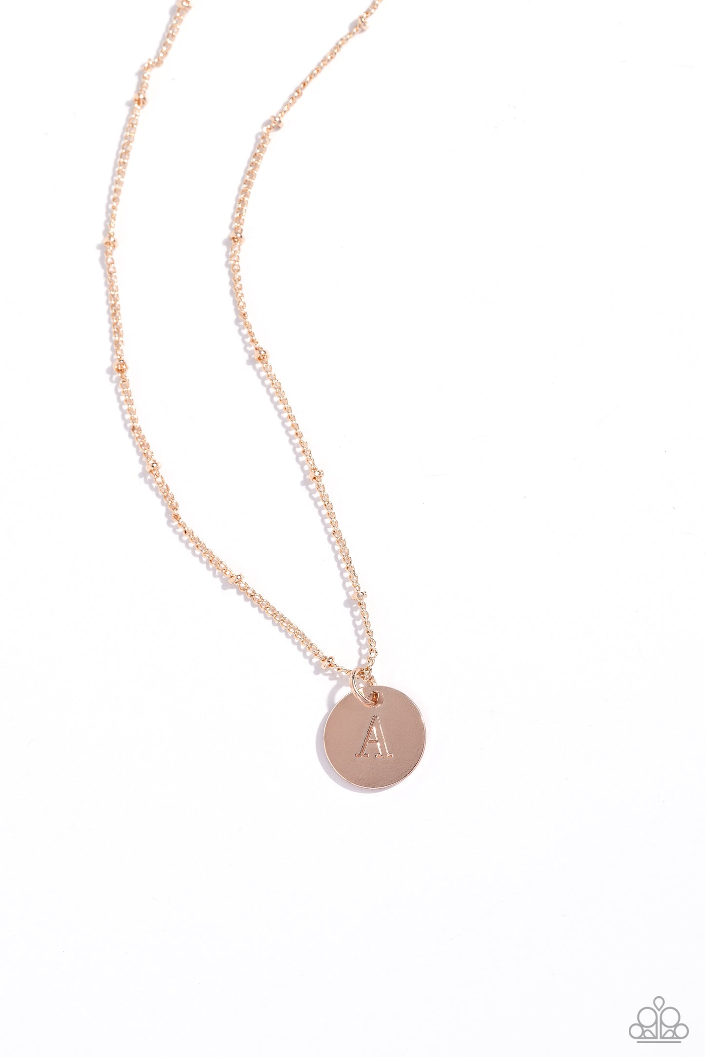 Initial Elegance - rose gold - A - Paparazzi necklace