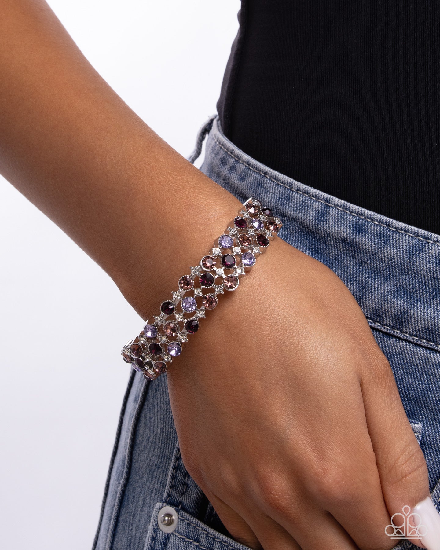 LETICIA バレッタ VALLETTA 01 Silver Ladylike Lattice - purple - Paparazzi bracelet