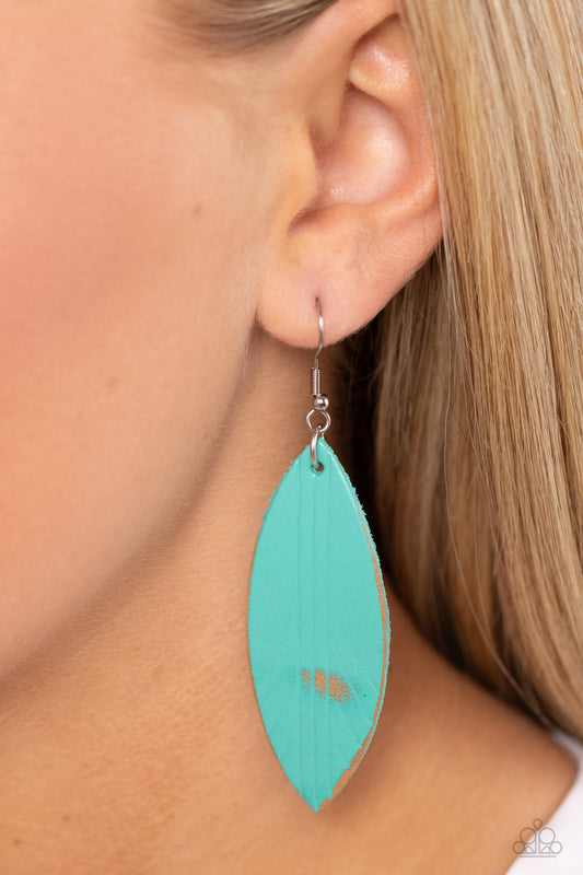 Leather Lounge - blue - Paparazzi earrings