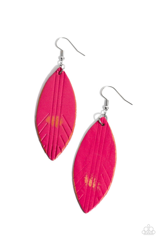 Leather Lounge - pink - Paparazzi earrings