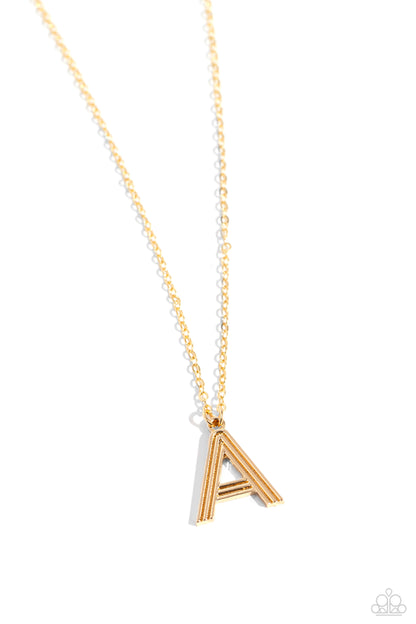 Leave Your Initials - gold - A - Paparazzi necklace