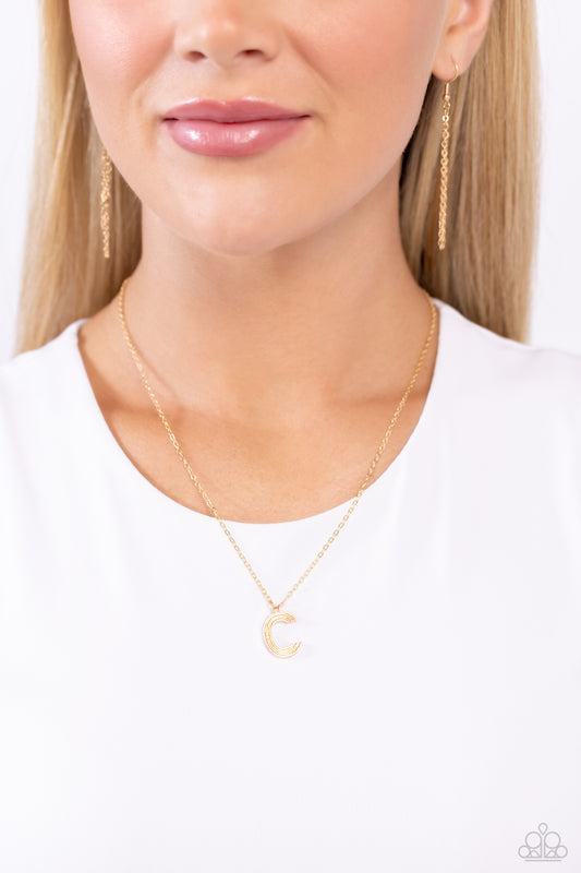 Leave Your Initials - gold - C - Paparazzi necklace