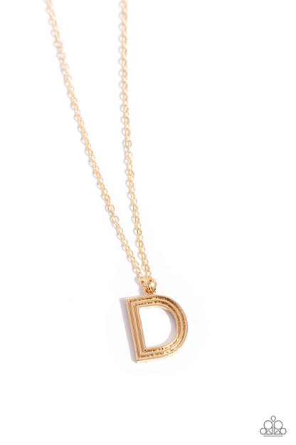 Leave Your Initials - gold - D - Paparazzi necklace