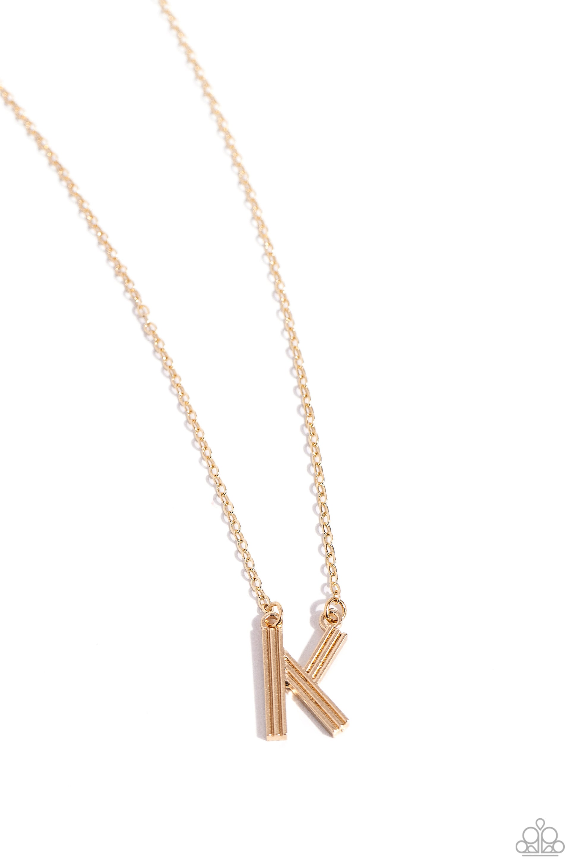 Leave Your Initials - gold - K - Paparazzi necklace
