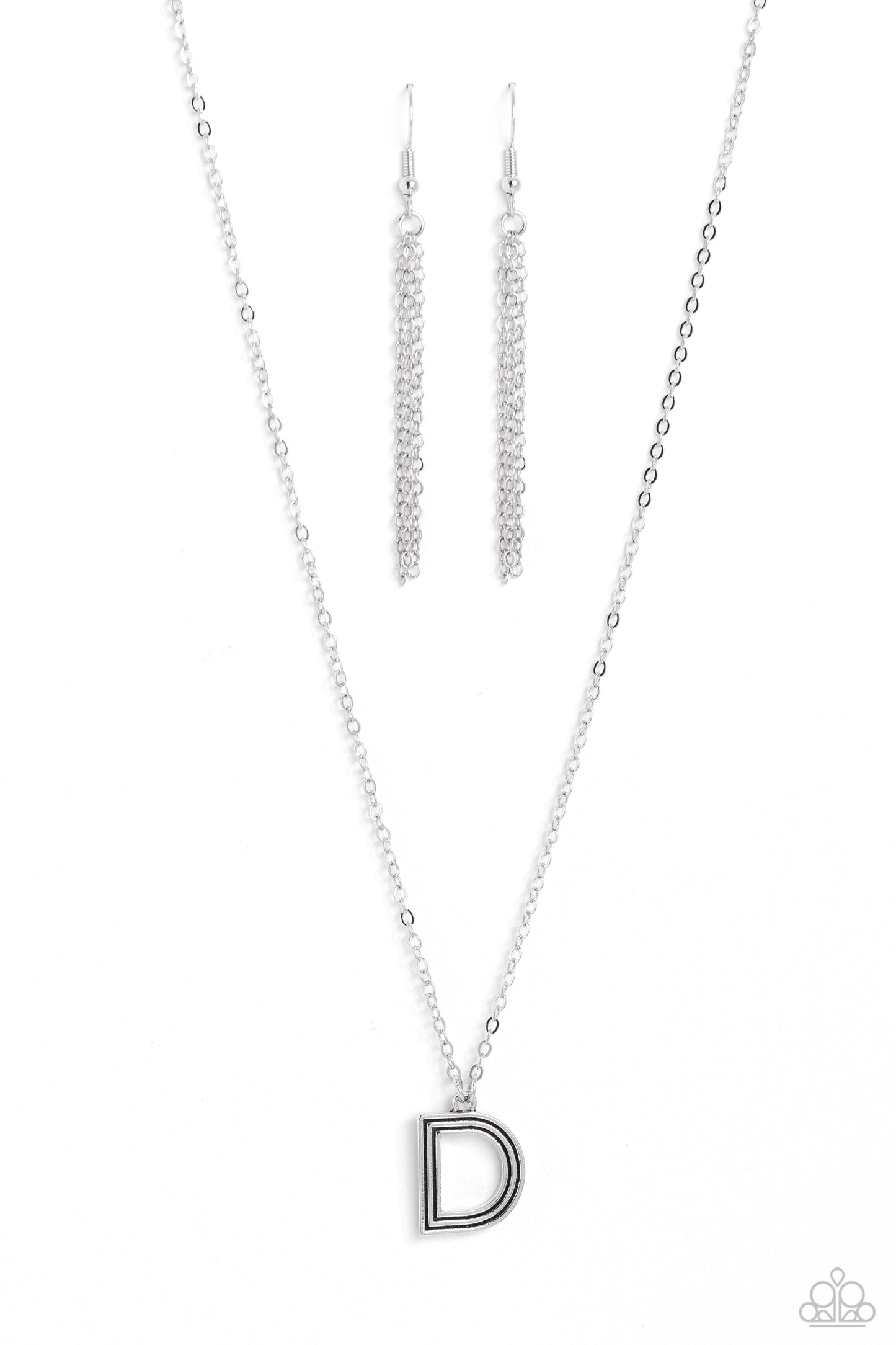 Leave Your Initials - silver - D - Paparazzi necklace