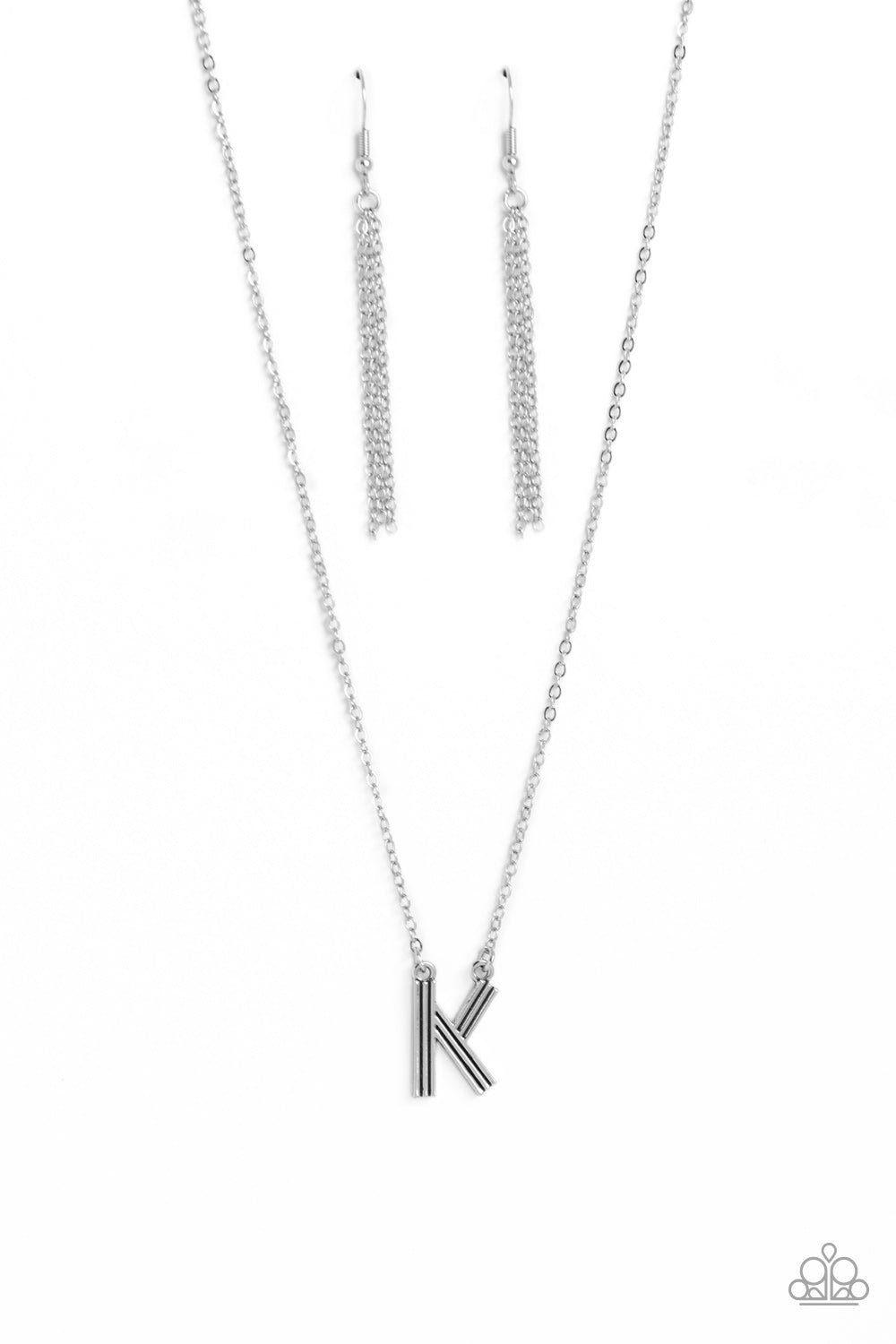 Leave Your Initials - silver - K - Paparazzi necklace