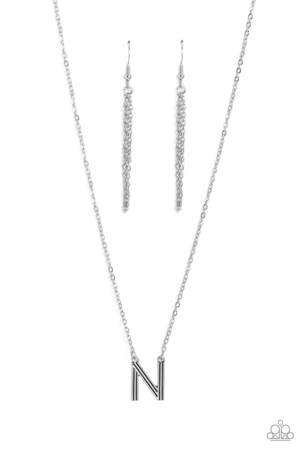 Leave Your Initials - silver - N - Paparazzi necklace