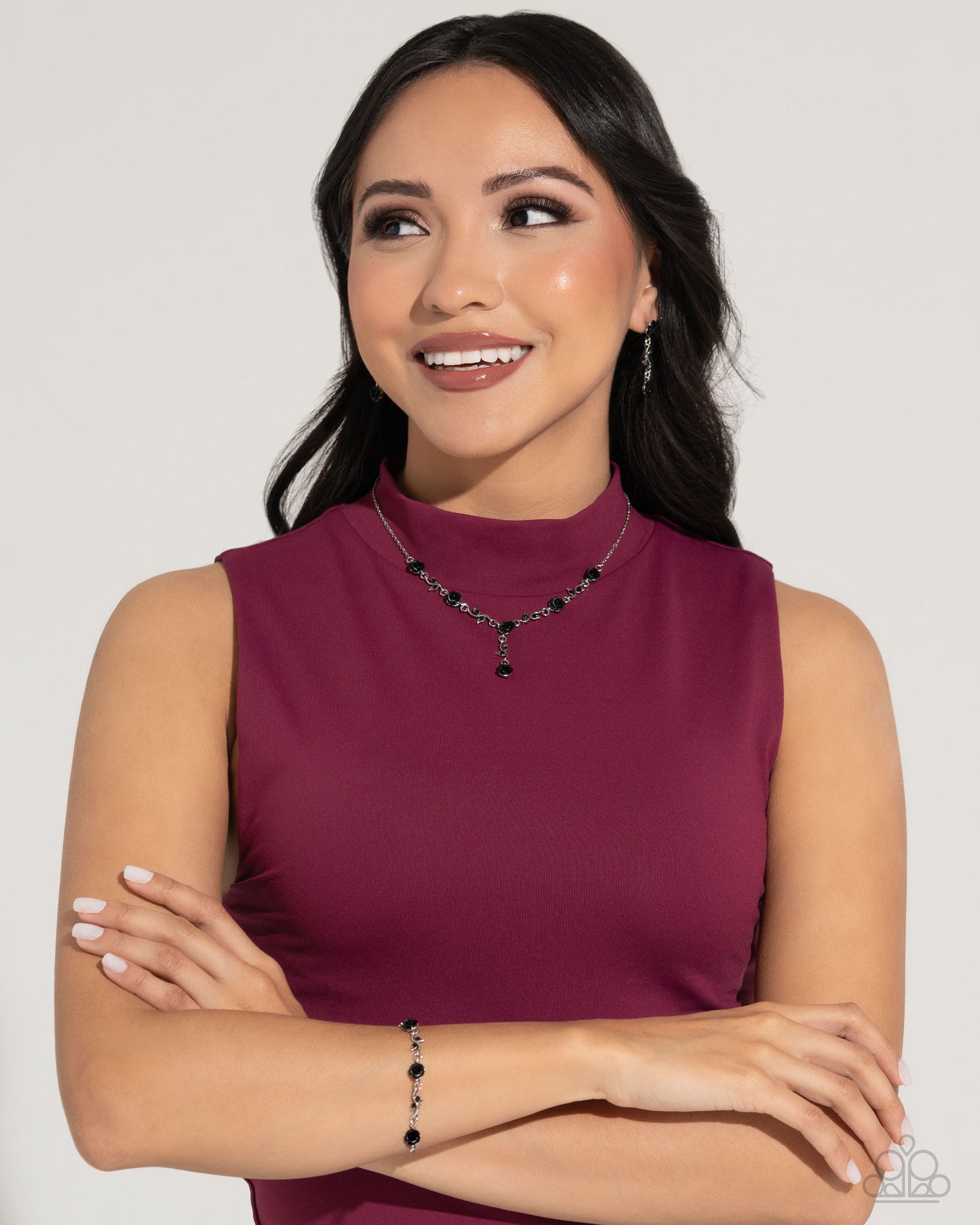 Led by the ROSE - black - Paparazzi earrings