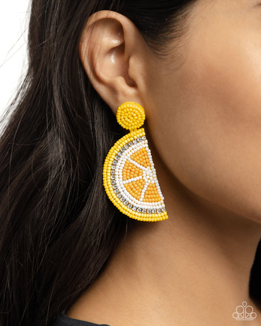 Lemon Leader - yellow - Paparazzi earrings