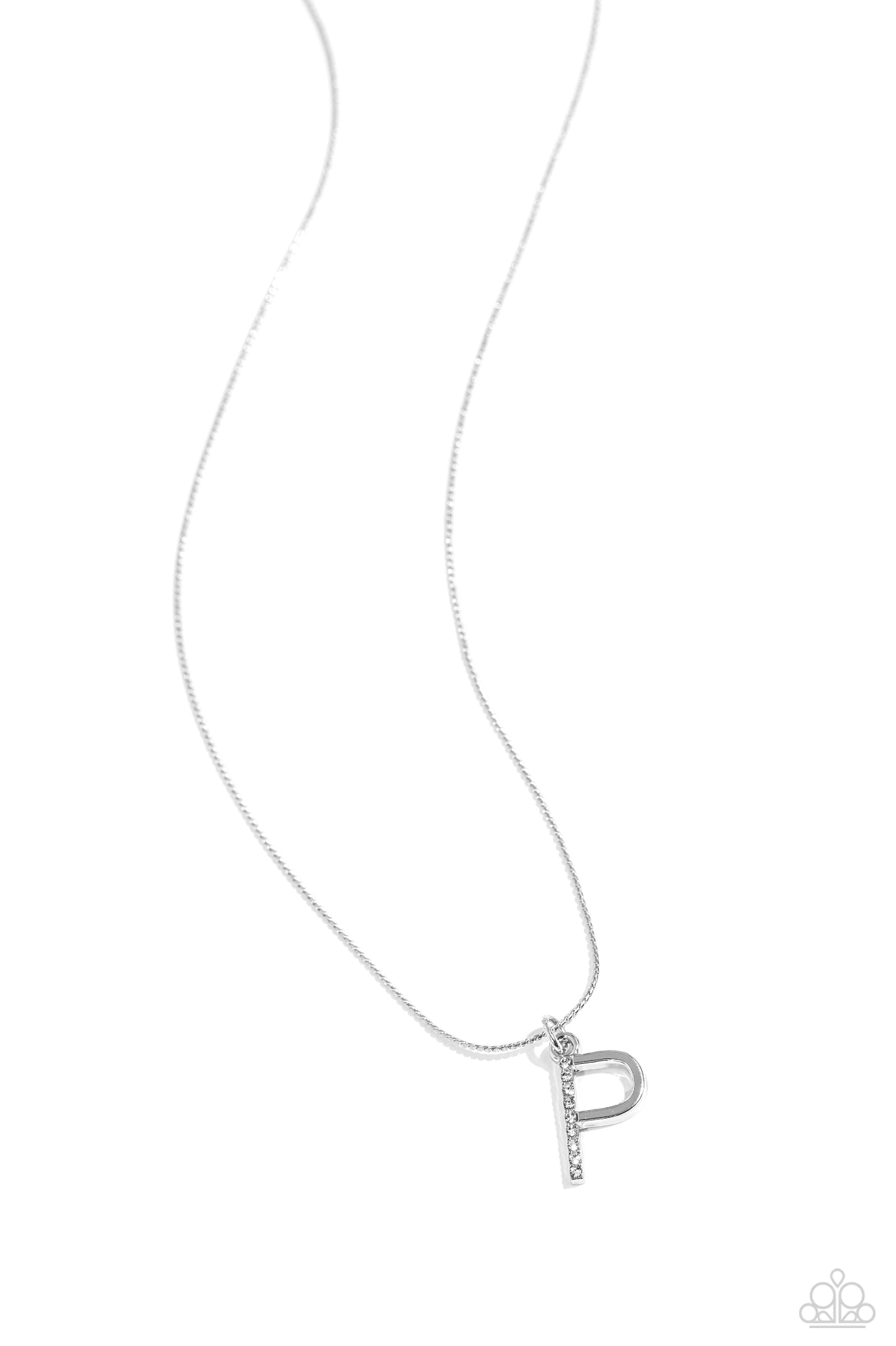 Letter of the Law - white - P - Paparazzi necklace