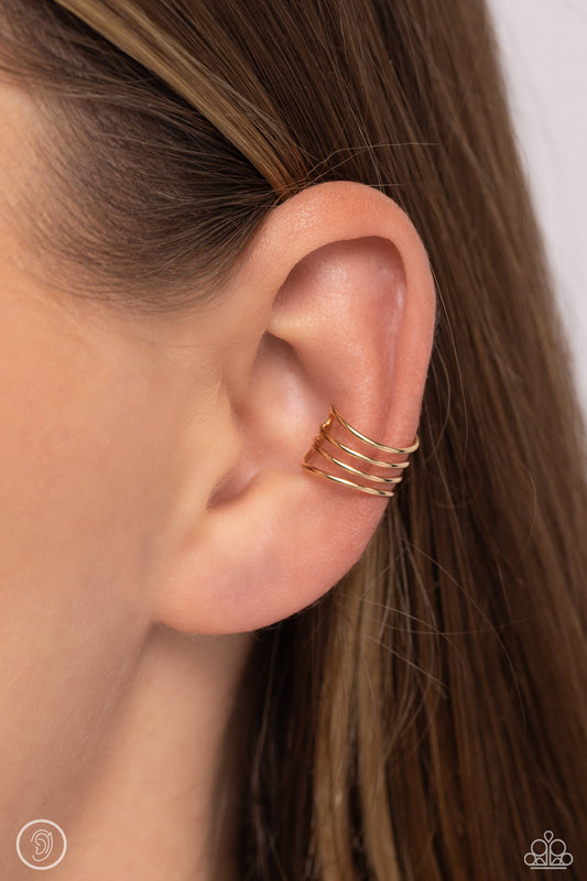 Linear Leader - gold - Paparazzi ear cuff