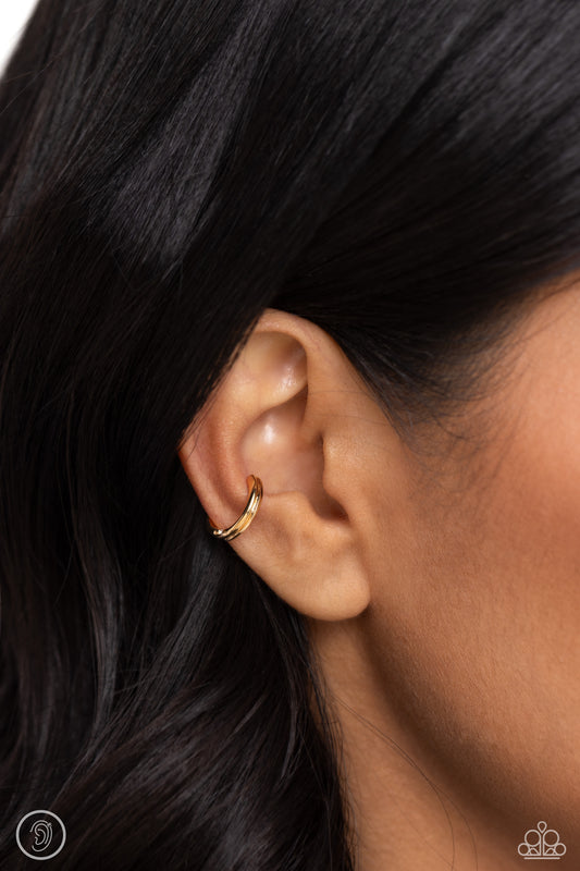 Linear Legacy - gold - Paparazzi ear cuff