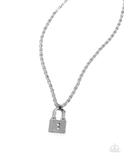 Locked Lesson - silver - Paparazzi necklace