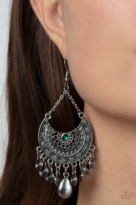 Lunar Allure - green - Paparazzi earrings