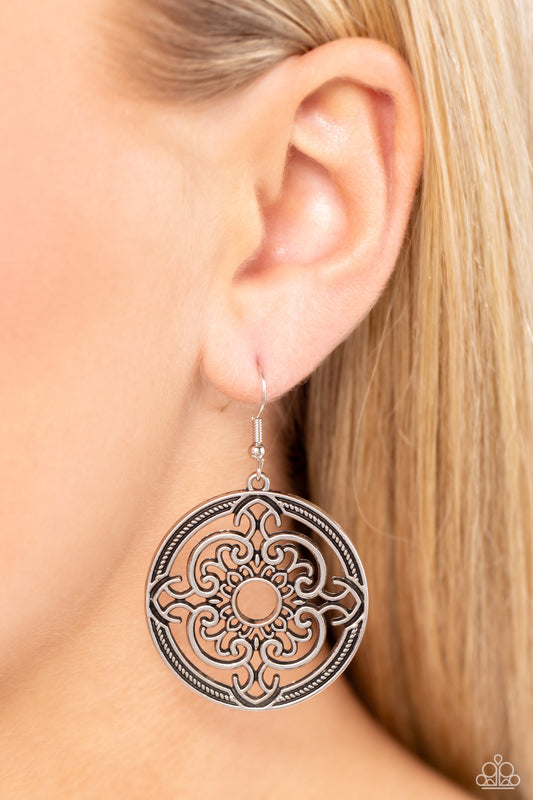 Mandala Meditation - silver - Paparazzi earrings