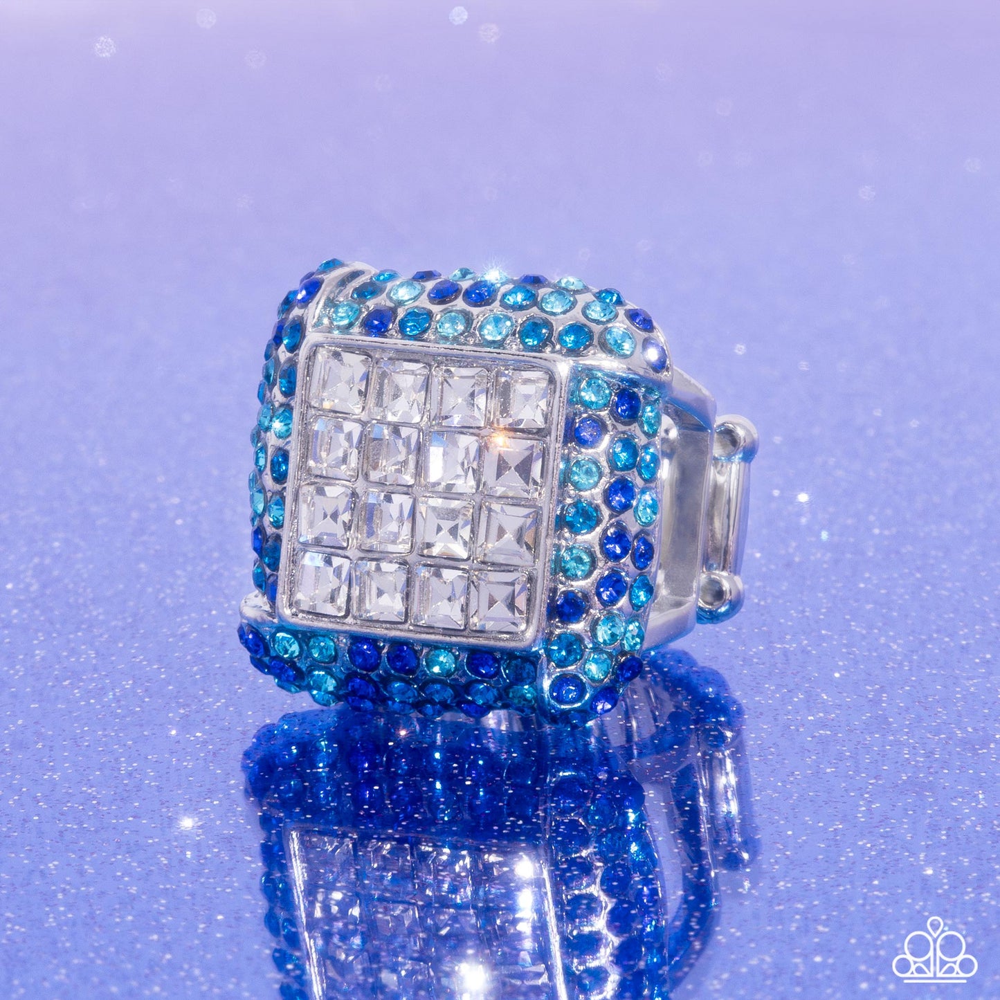 Medium SQUARE - blue - Paparazzi ring