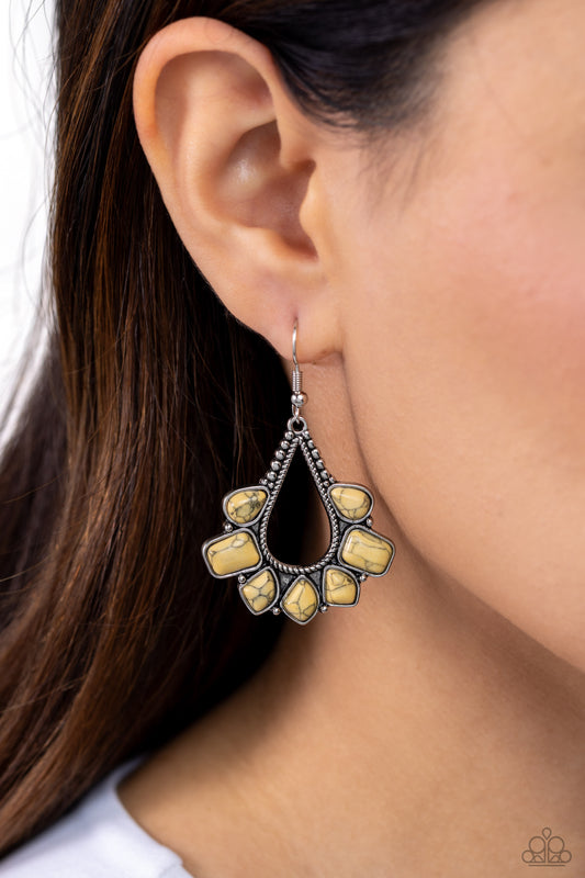Mesa Trek - yellow - Paparazzi earrings