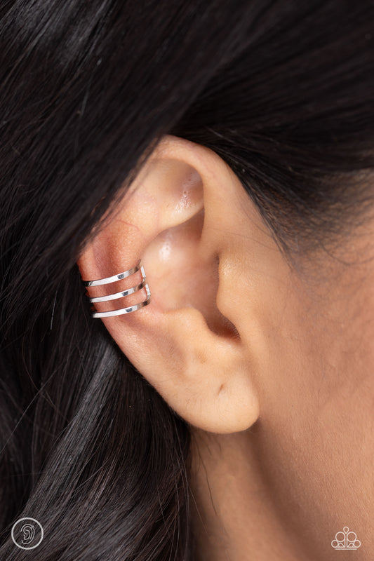 Metro Mashup - silver - Paparazzi ear cuff