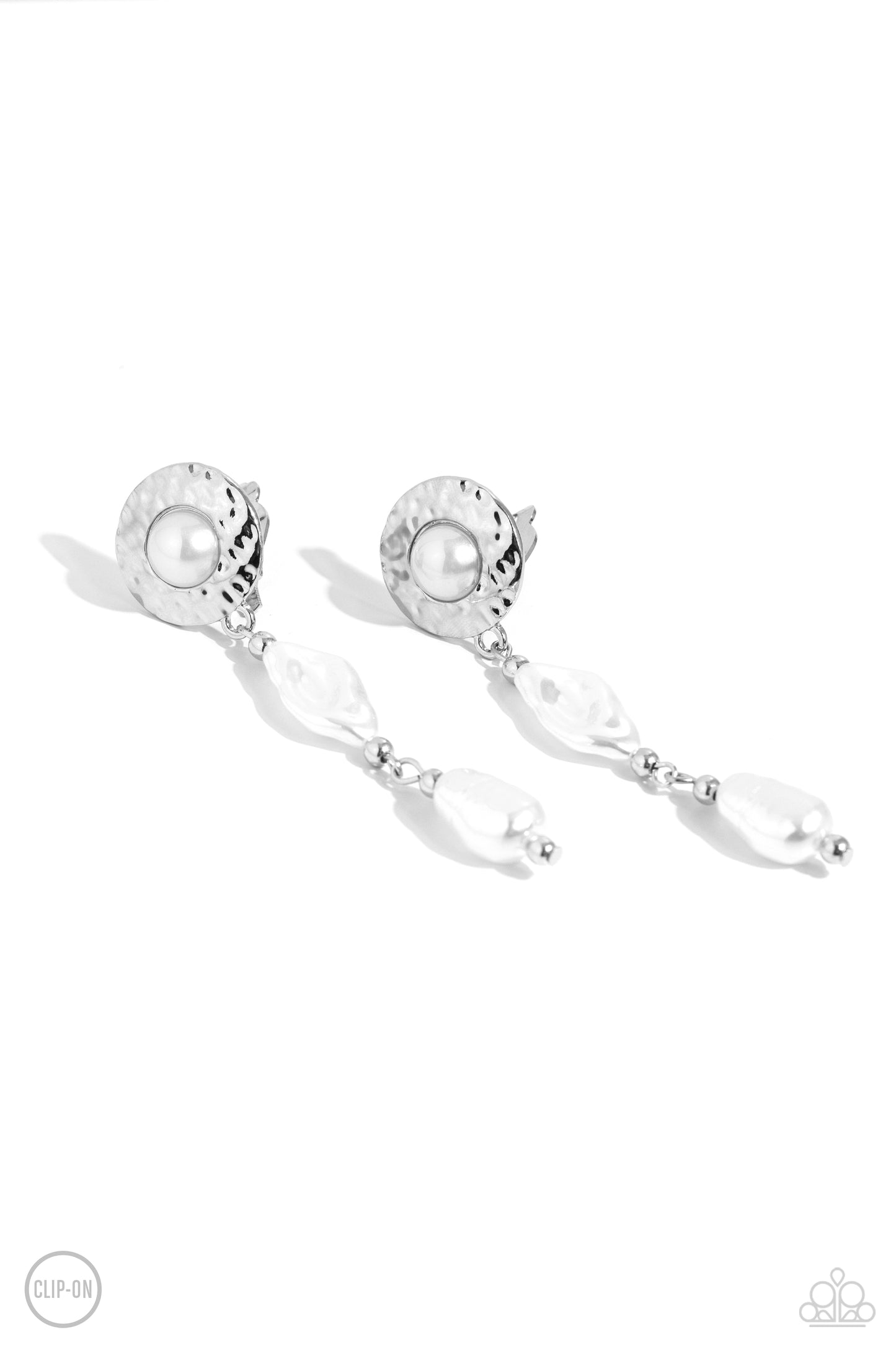 Modest MVP - white - Paparazzi CLIP ON earrings