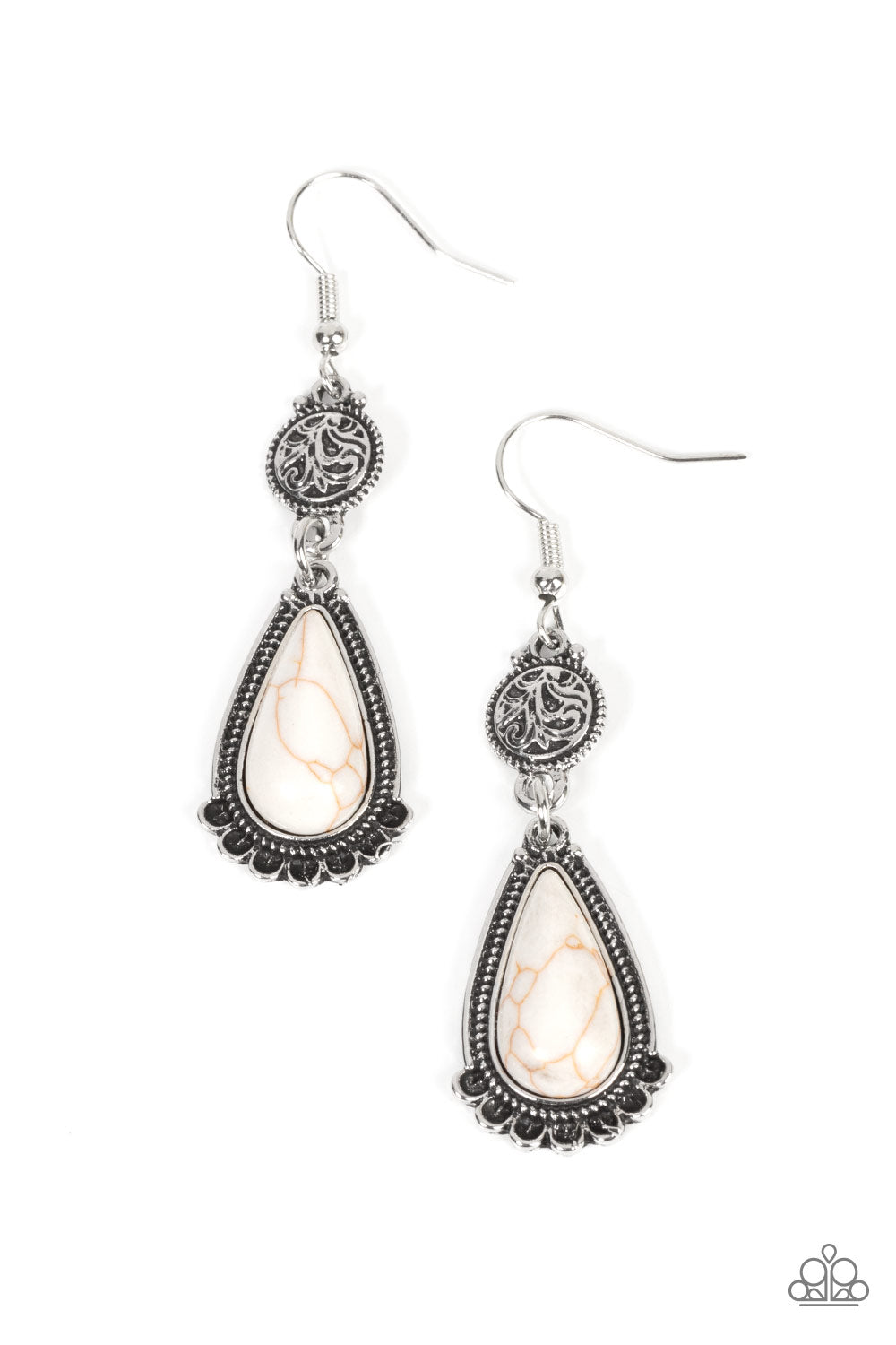Montana Mountains - white - Paparazzi earrings