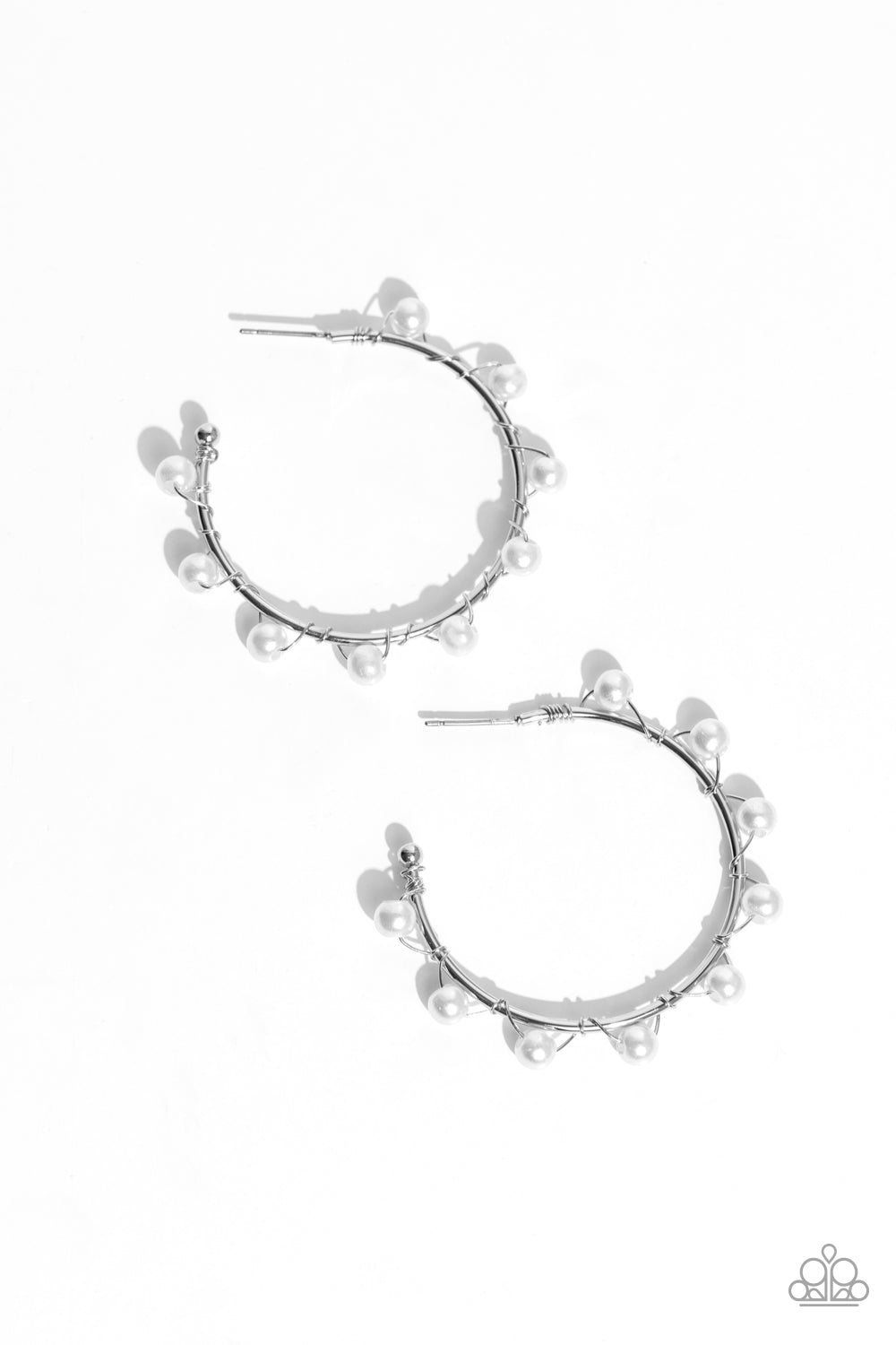 Night at the Gala - white - Paparazzi earrings