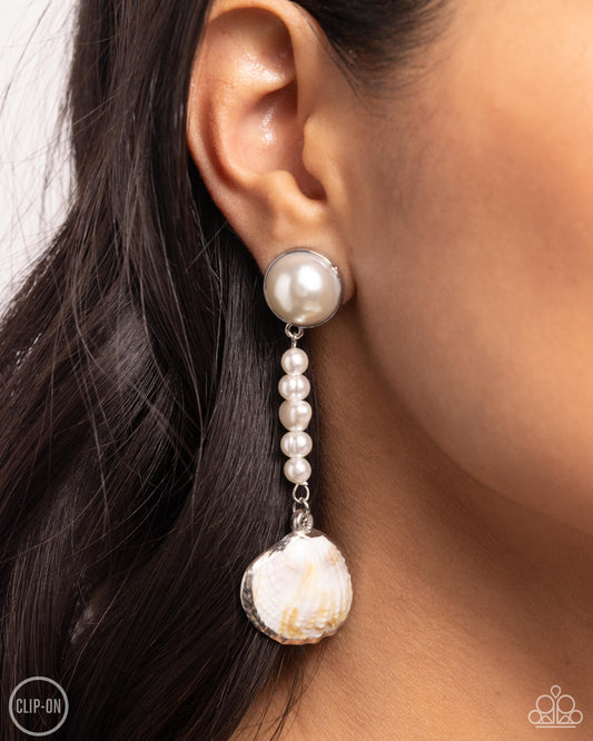 Oceanic Occasion - white - Paparazzi CLIP ON earrings