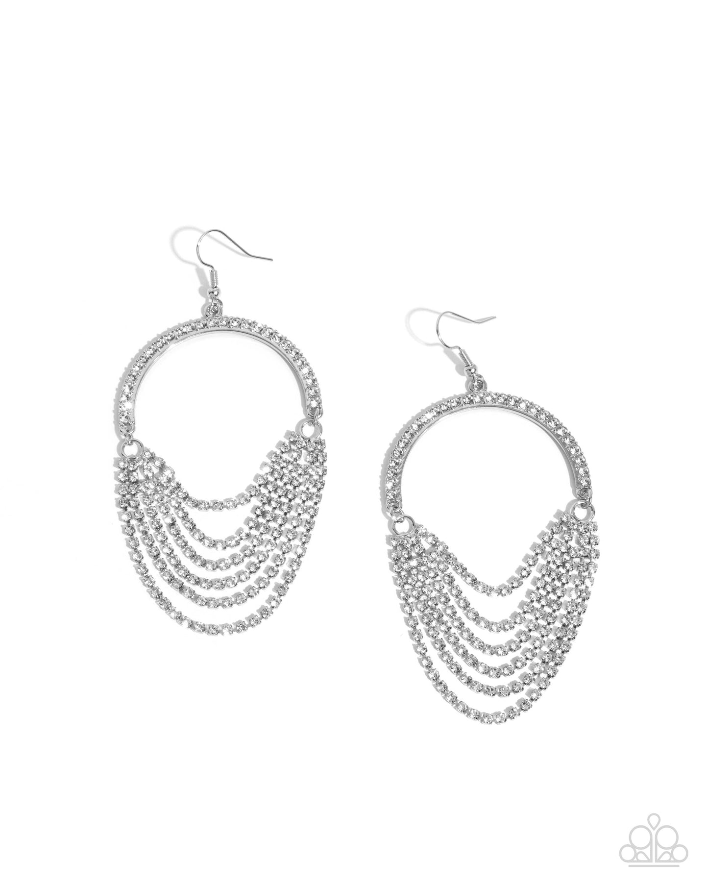 Ostentatious Opulence - white - Paparazzi earrings