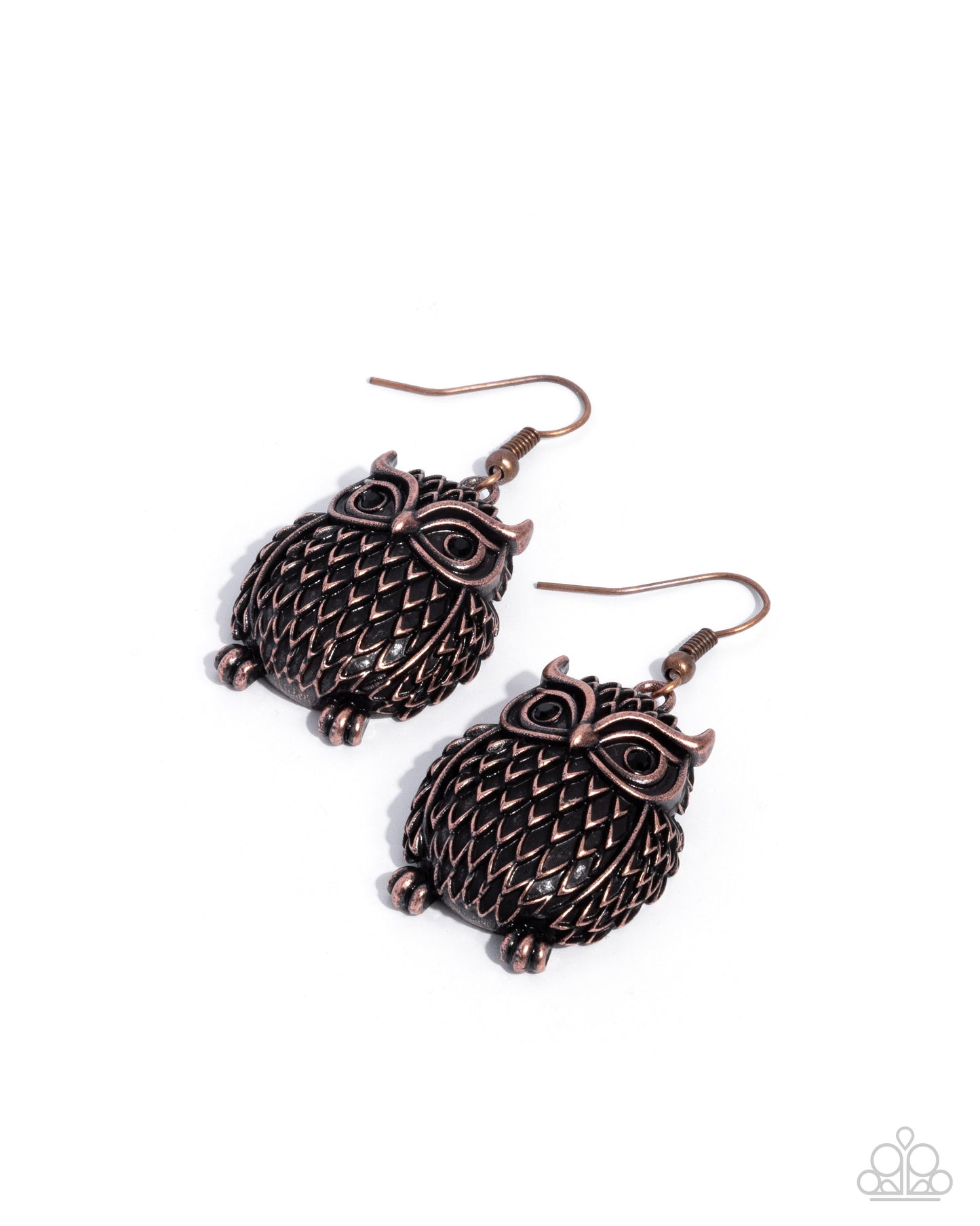 Ostentatious Owl - copper - Paparazzi earrings