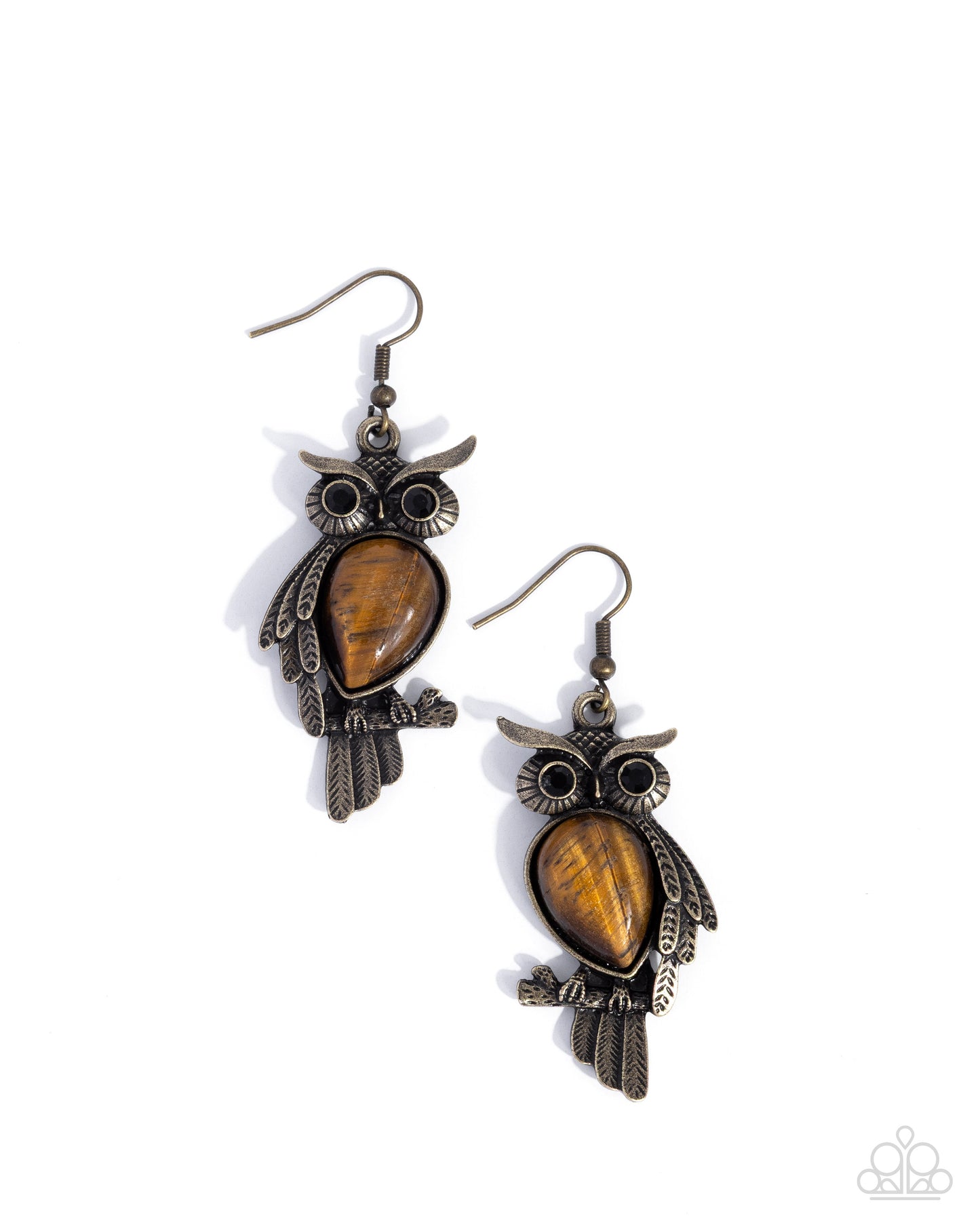 Owl Observation - brass - Paparazzi earrings