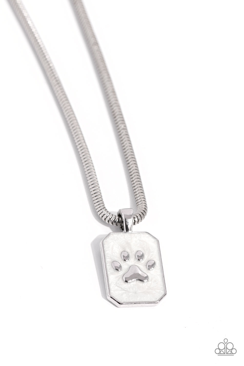 PAW to the Line - white - Paparazzi necklace