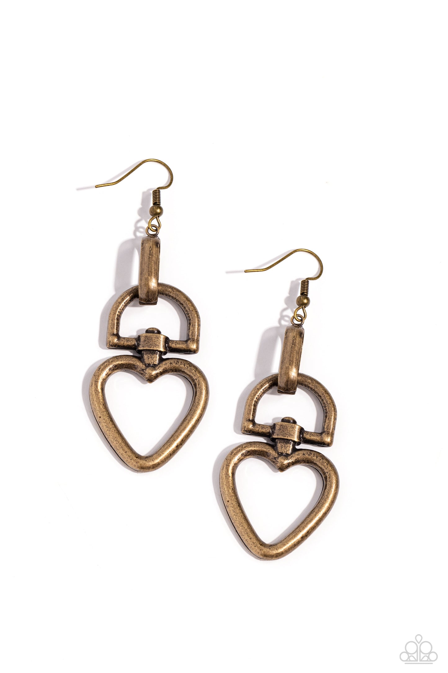 Padlock Your Heart - brass - Paparazzi earrings