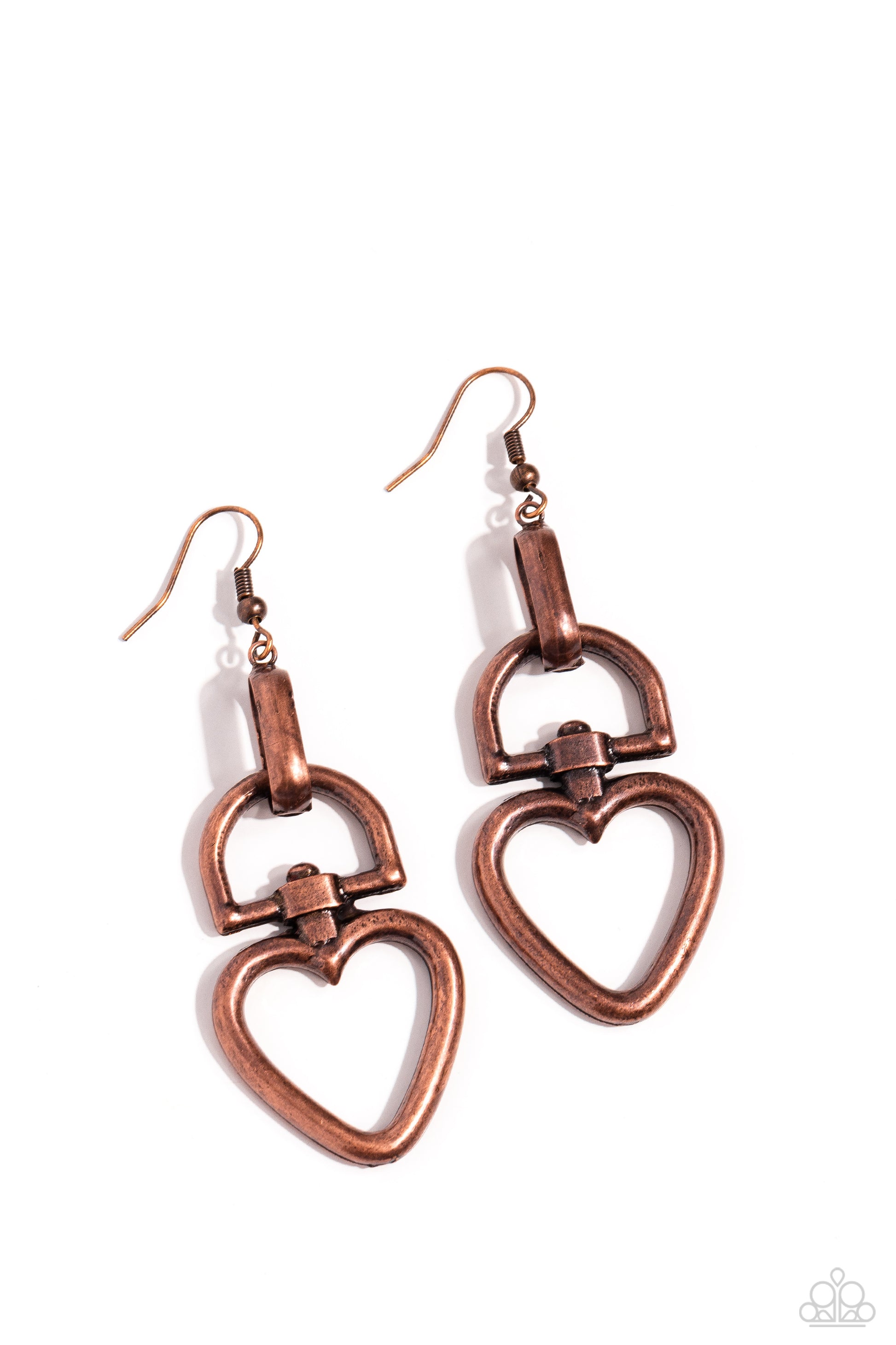 Padlock Your Heart - copper - Paparazzi earrings