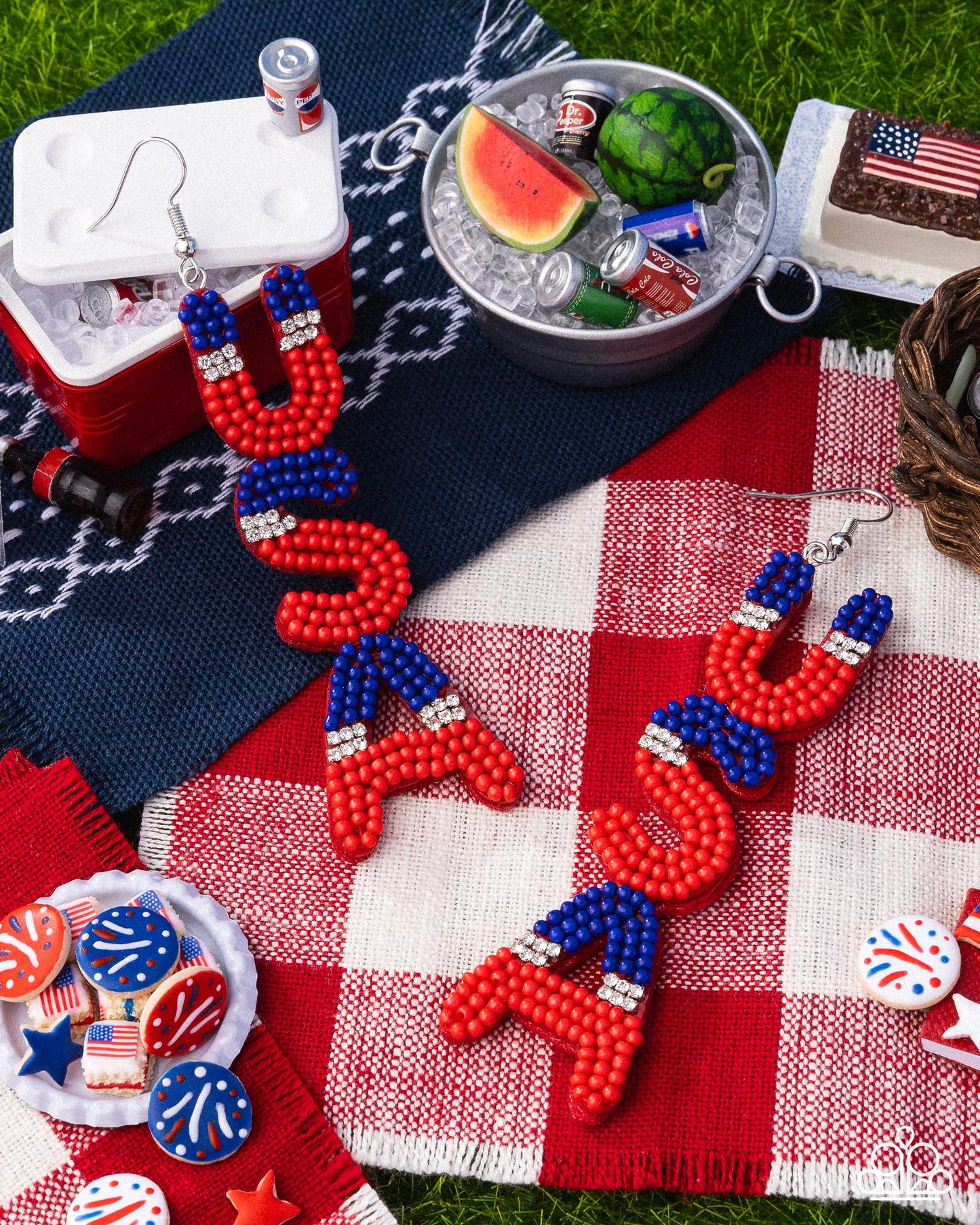 Pampered Patriot - multi - Paparazzi earrings