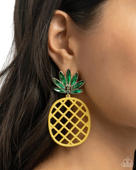 Pineapple Passion - yellow - Paparazzi earrings