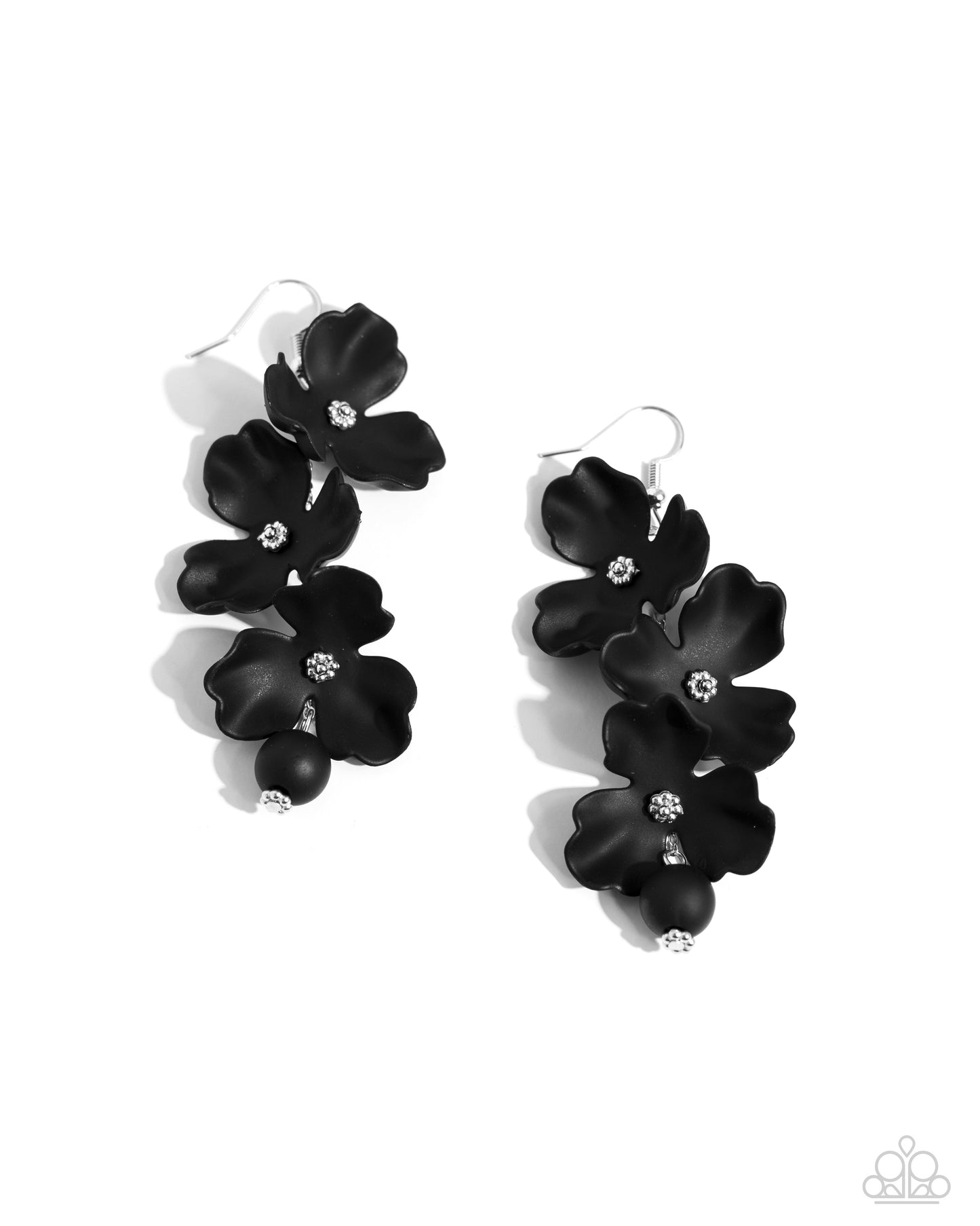Plentiful Petals - black - Paparazzi earrings